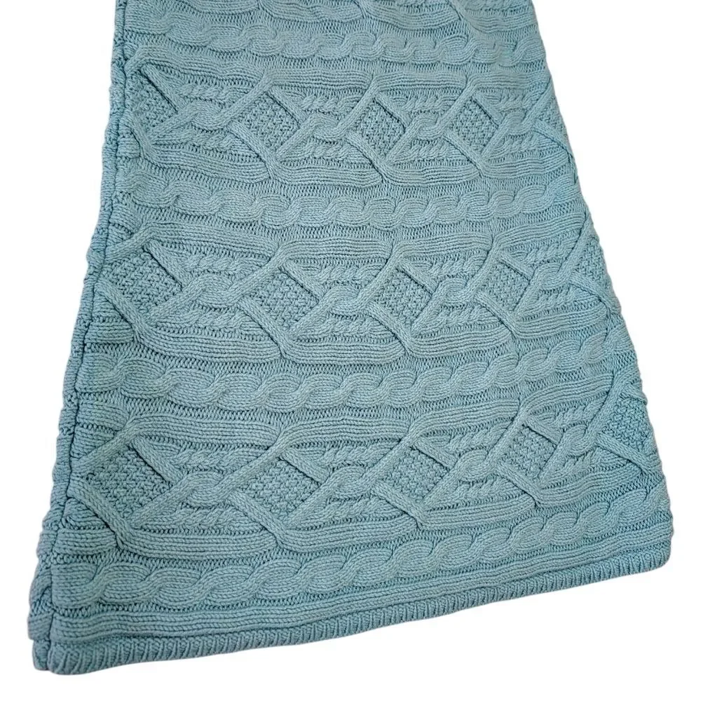 Gymboree Cable Knit Sweater Dress Girls Size 10 Aqua Blue Short Sleeve Ruffle
